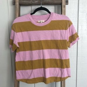 Madewell Striped T-shirt Pink and Green Small